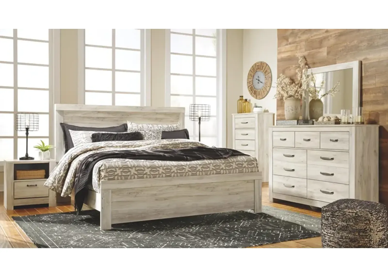 Ashley Bellaby Whitewash King Panel Bed