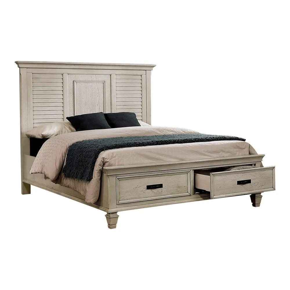 FRANCO EASTERN KING STORAGE BED ANTIQUE WHITE