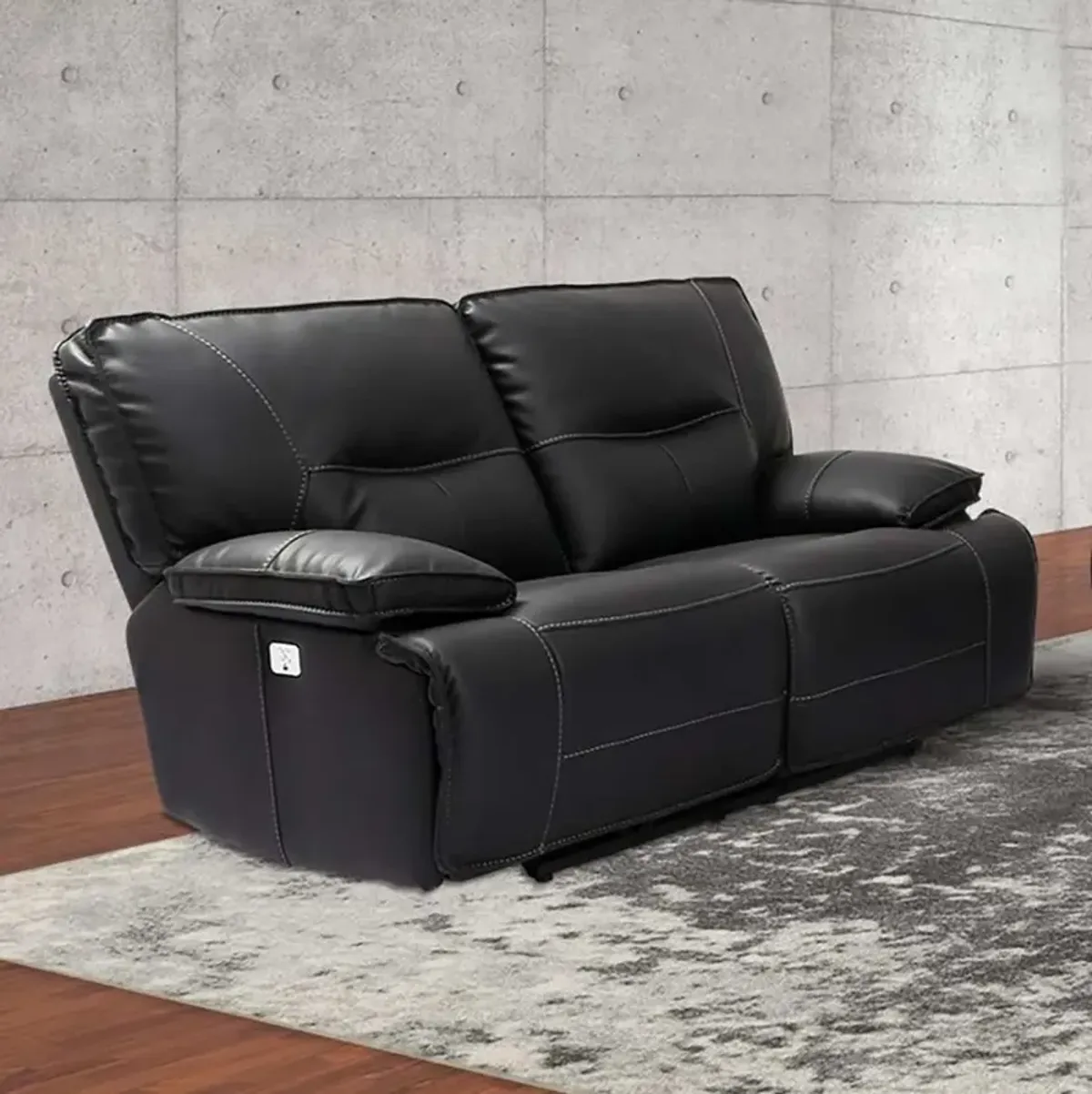 Parker House Spartacus Power Reclining Loveseat in Black Color