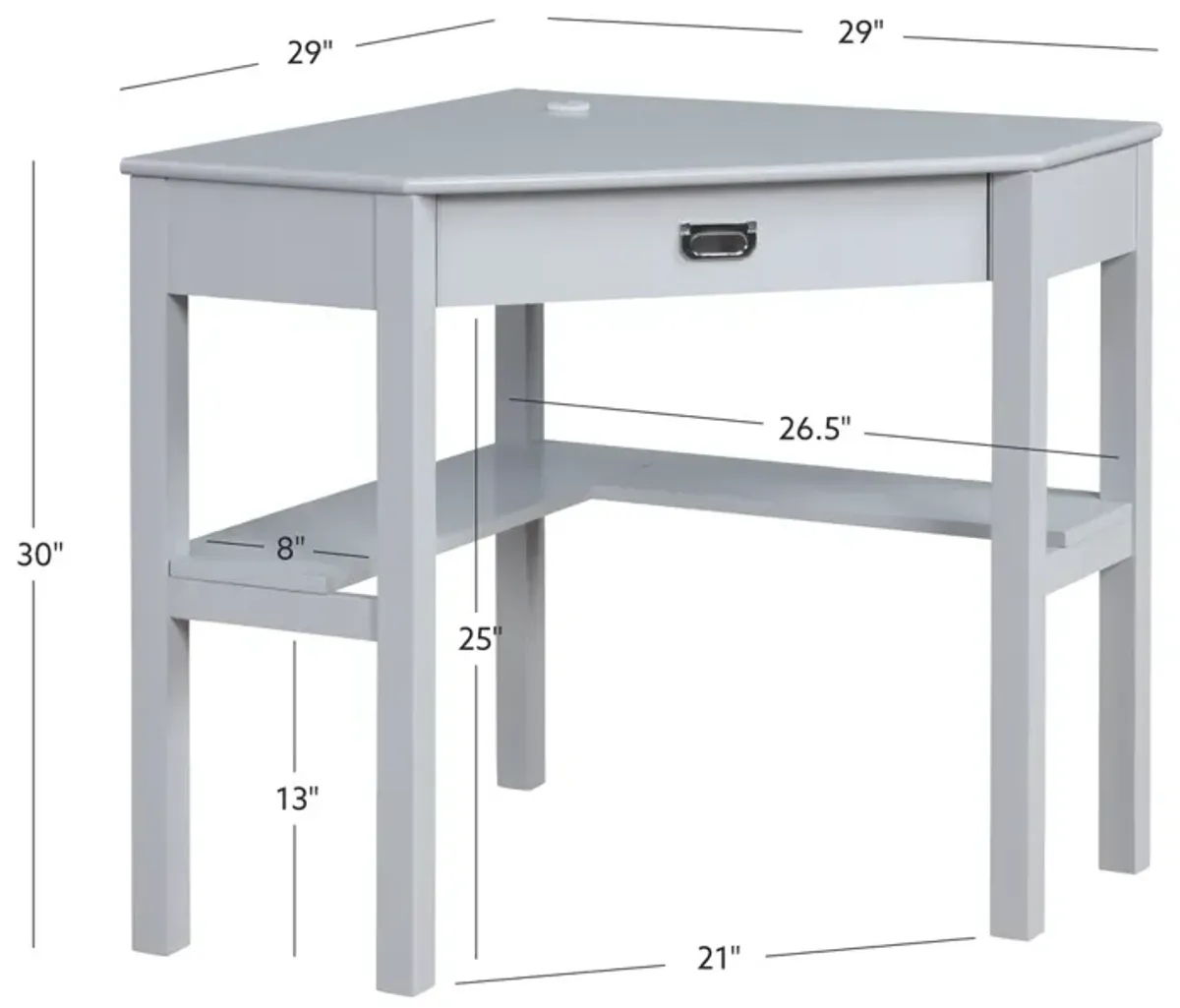 Linon Peggy Corner Desk Gray