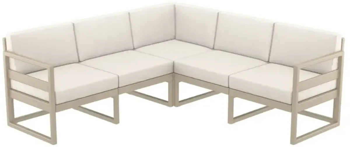 Compamia Mykonos Corner Sectional 5-Person White/Brown Sunbrella Natural Cushion Outdoor Lounge Set