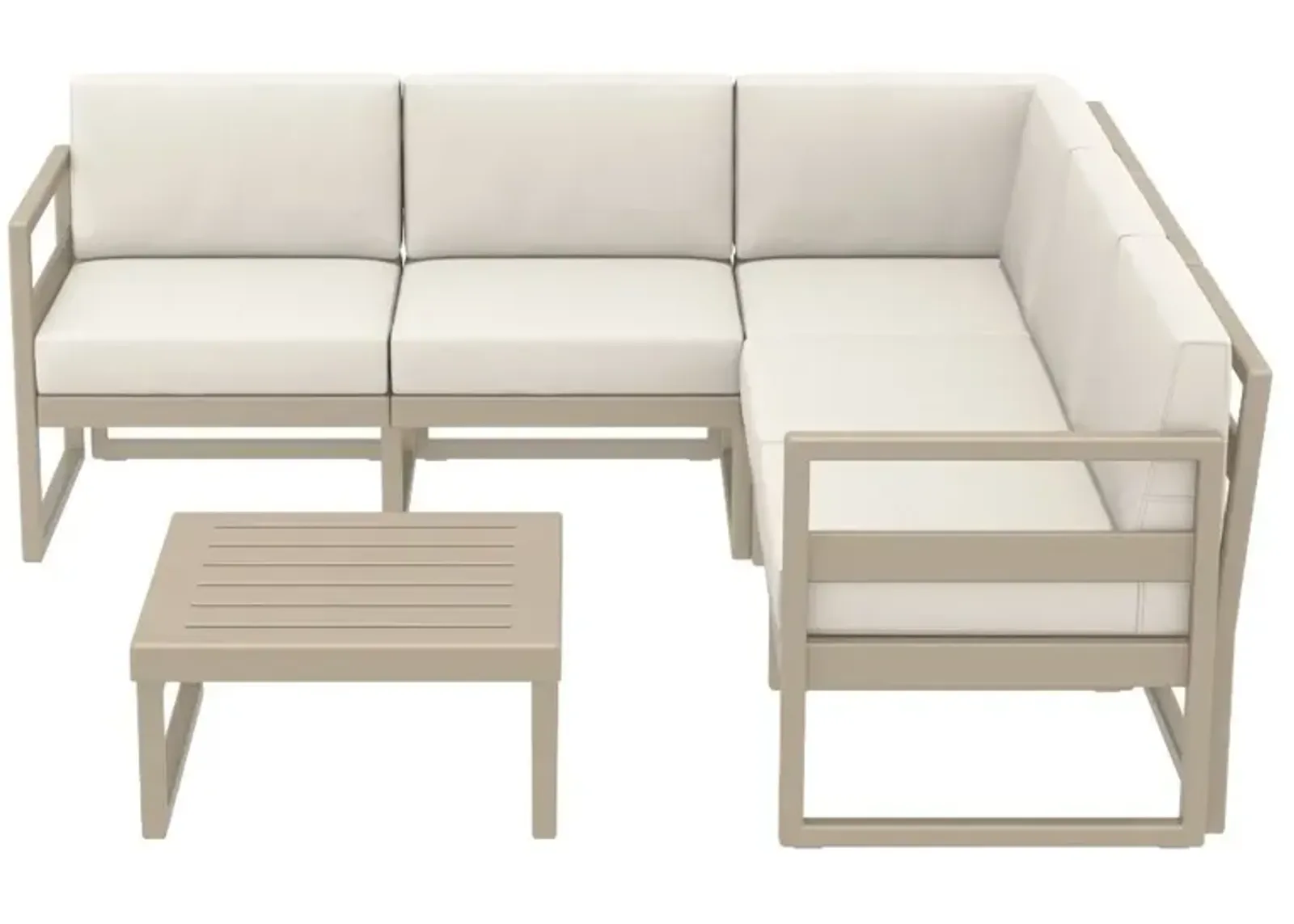 Compamia Mykonos Corner Sectional 5-Person White/Brown Sunbrella Natural Cushion Outdoor Lounge Set