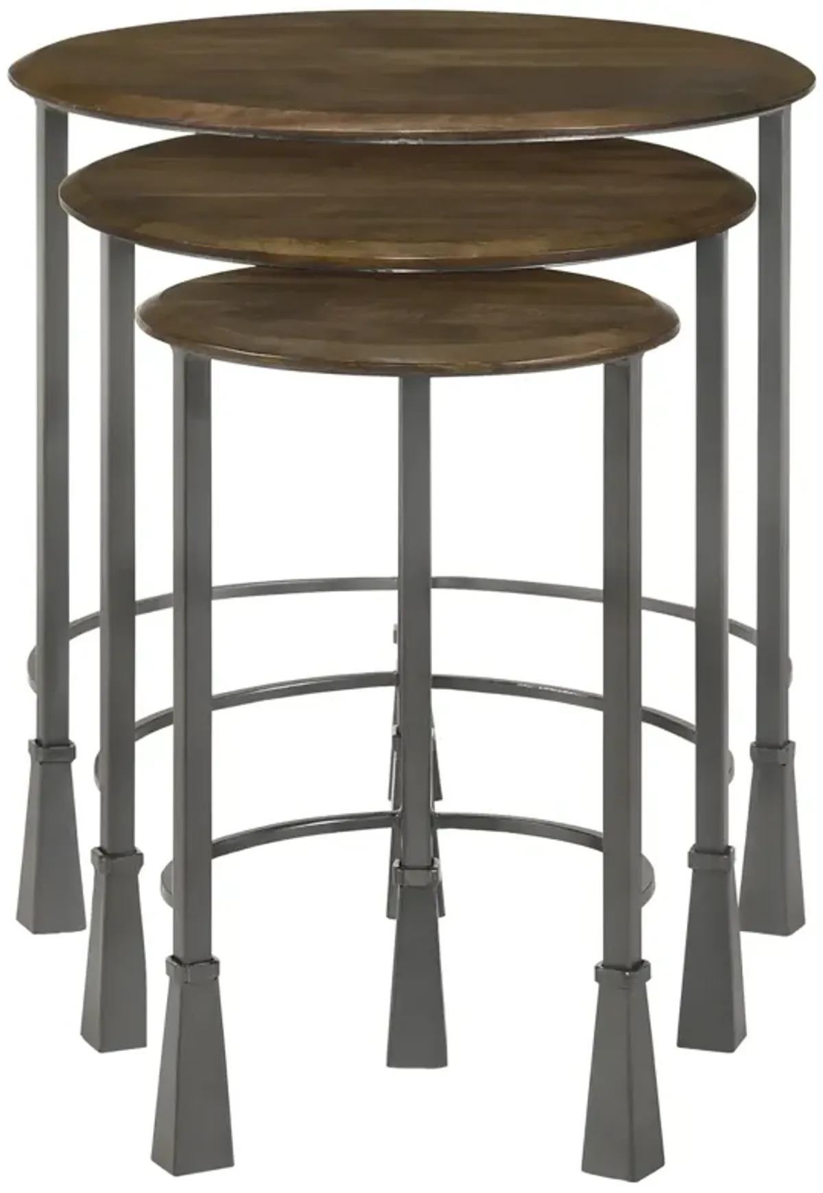 Coaster Deja 3-Piece Round Nesting Table Set Natural & Gunmetal