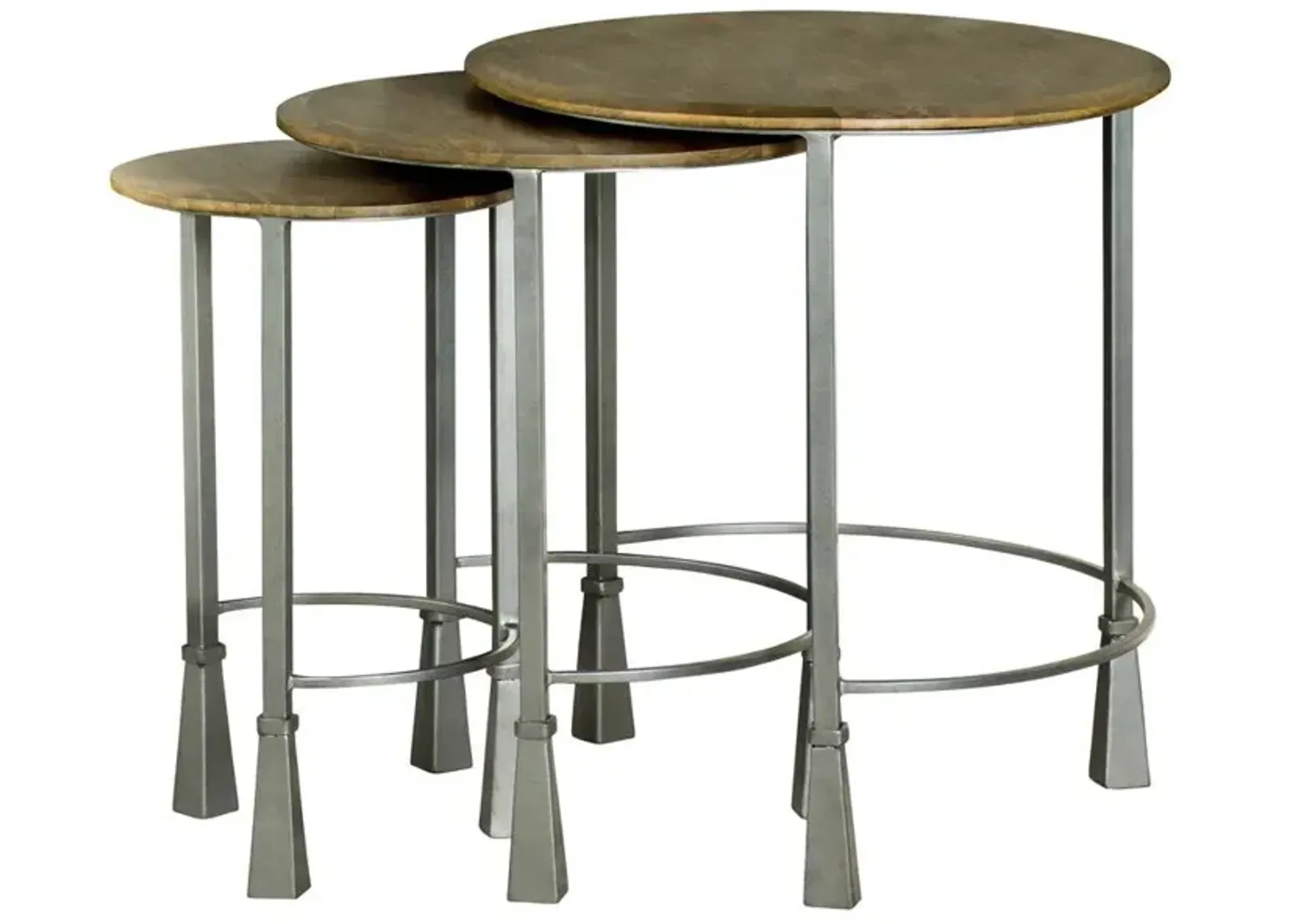 Coaster Deja 3-Piece Round Nesting Table Set Natural & Gunmetal