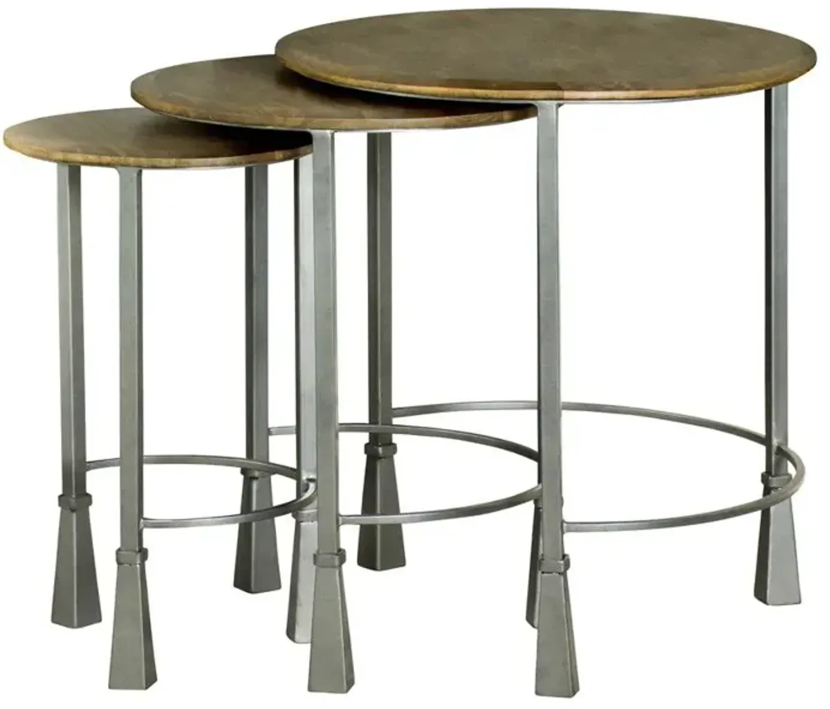 Coaster Deja 3-Piece Round Nesting Table Set Natural & Gunmetal