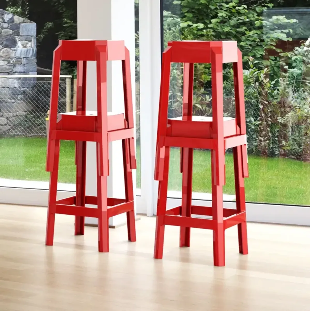 Compamia Fox Polycarbonate Counter Stool Glossy Red