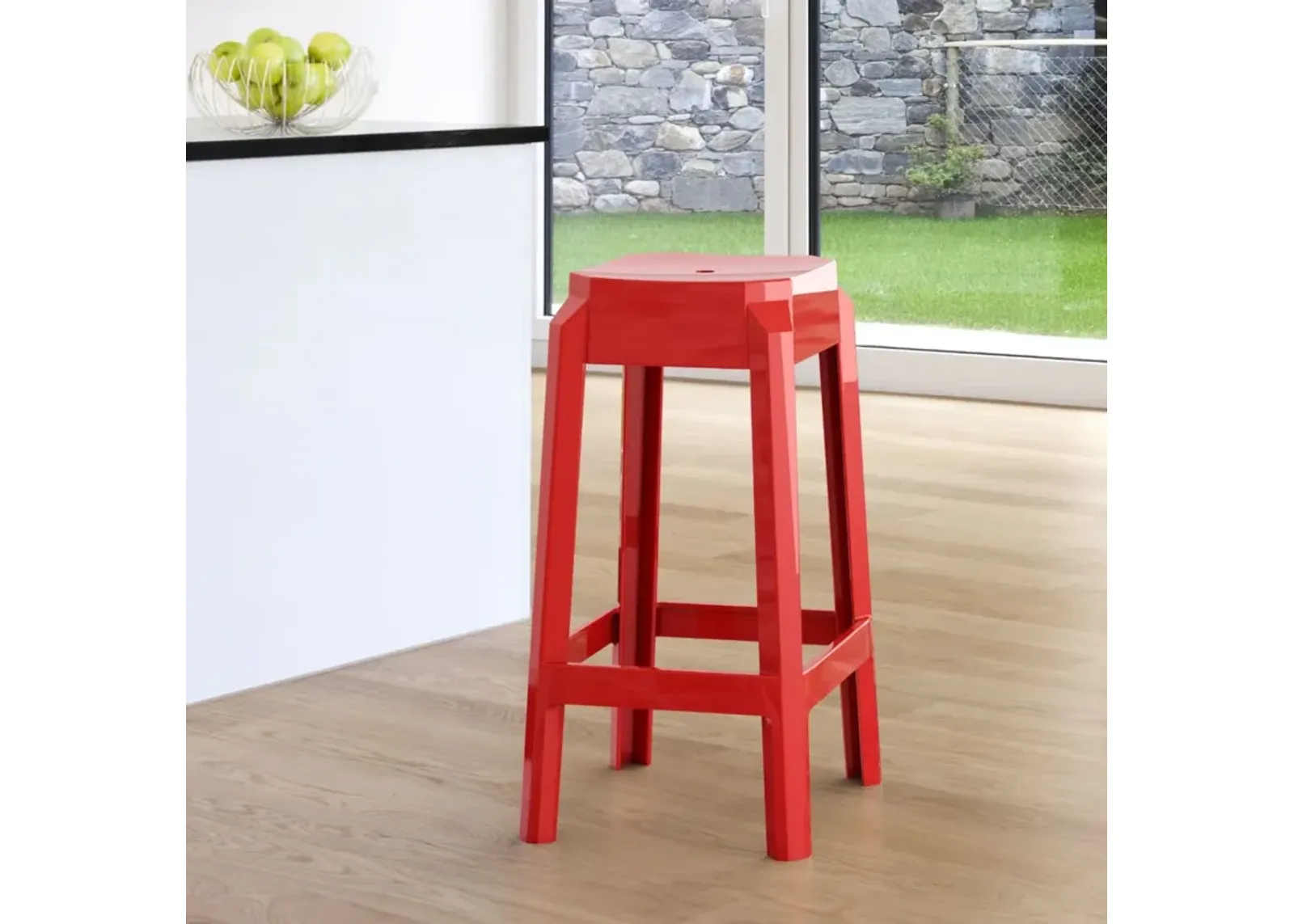 Compamia Fox Polycarbonate Counter Stool Glossy Red