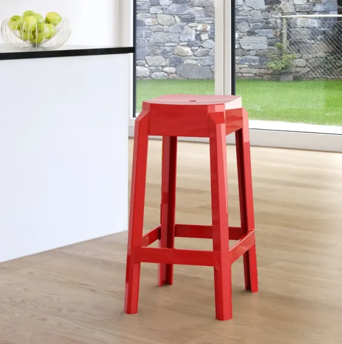 Compamia Fox Polycarbonate Counter Stool Glossy Red