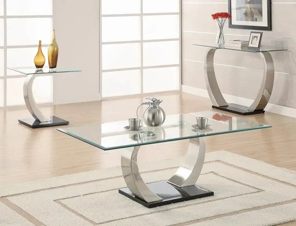 Coaster Pruitt Glass Top Metal Base Console Table Satin