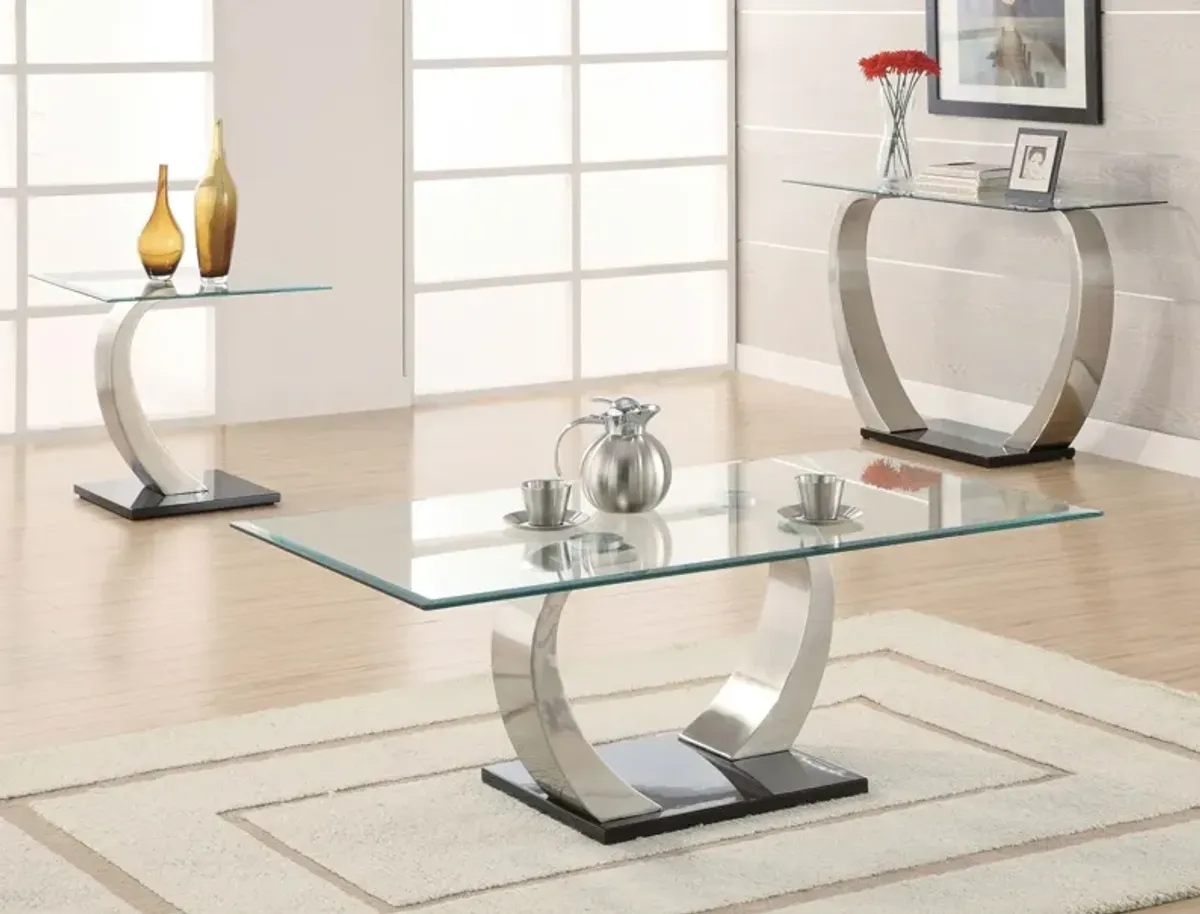 Coaster Pruitt Glass Top Metal Base Console Table Satin