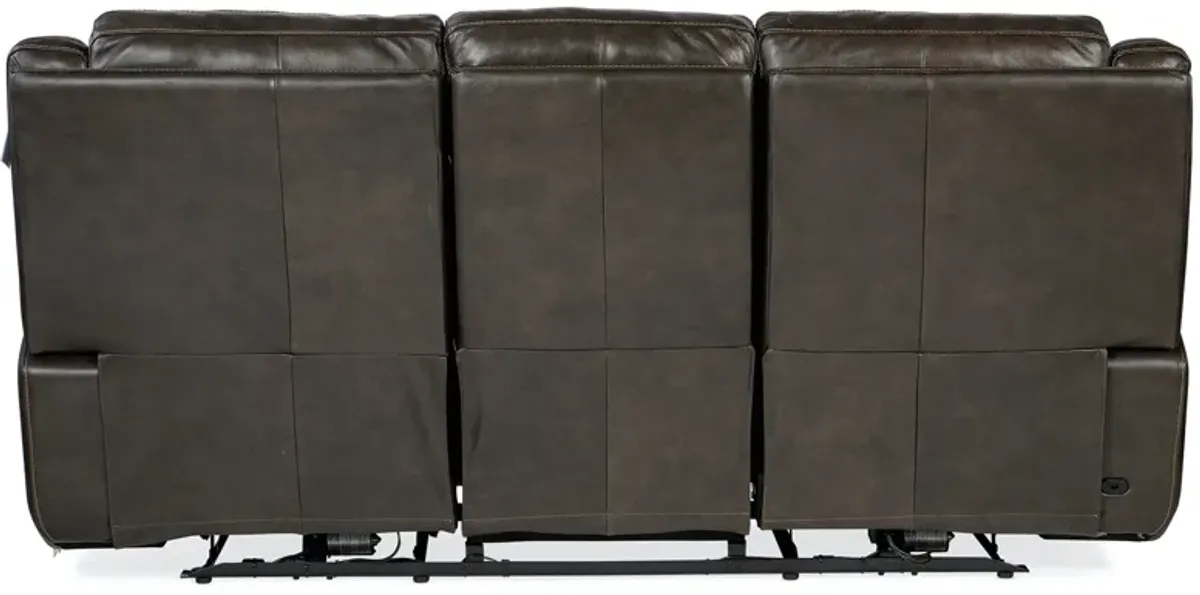 Hooker Furniture Montel Cosmos Cocoa Lay Flat Leather Power Sofa with Power Headrest & Lumbar