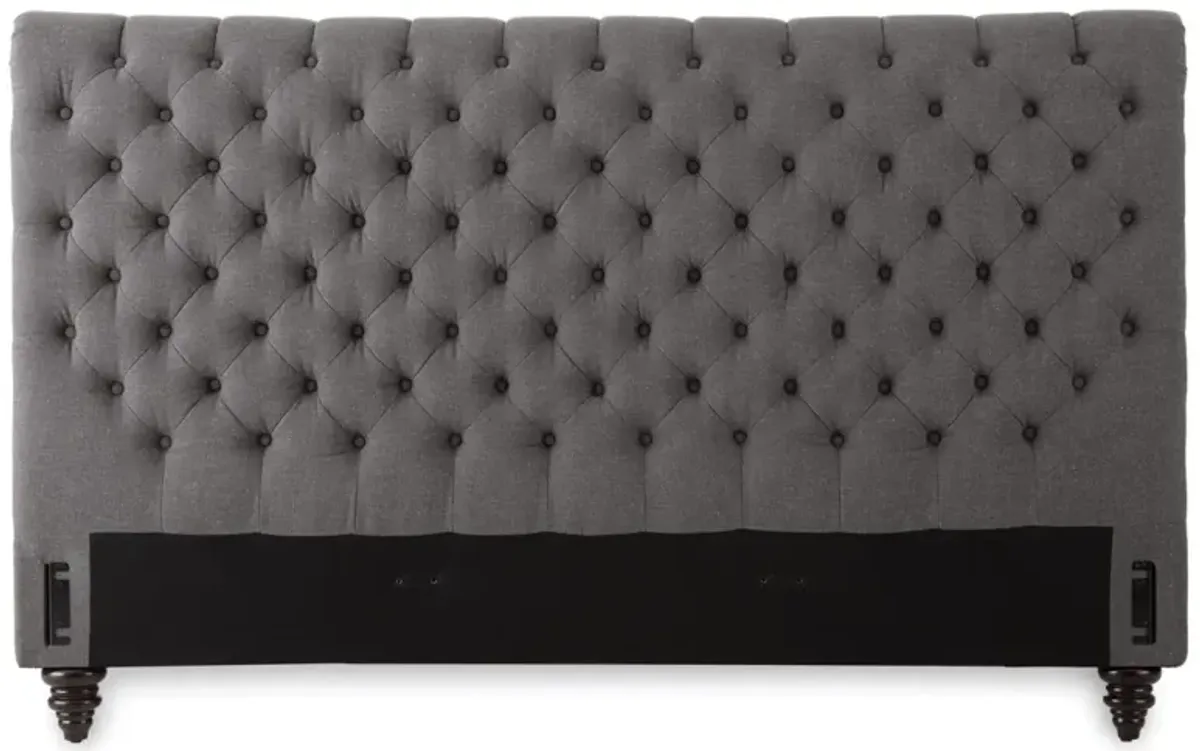 Steve Silver Charcoal Gray Tufted Upholstered Headboard with Nailhead Trim