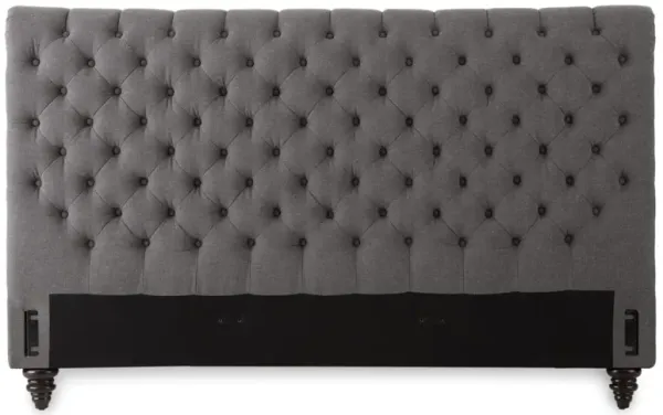 Steve Silver Charcoal Gray Tufted Upholstered Headboard with Nailhead Trim