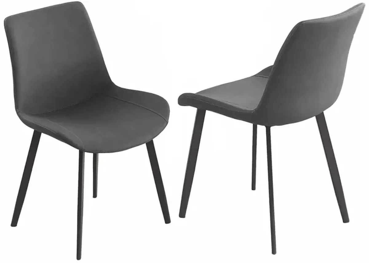 Chintaly Kingsley Grey/Black Contemporary Curved Side Chair with Steel Legs