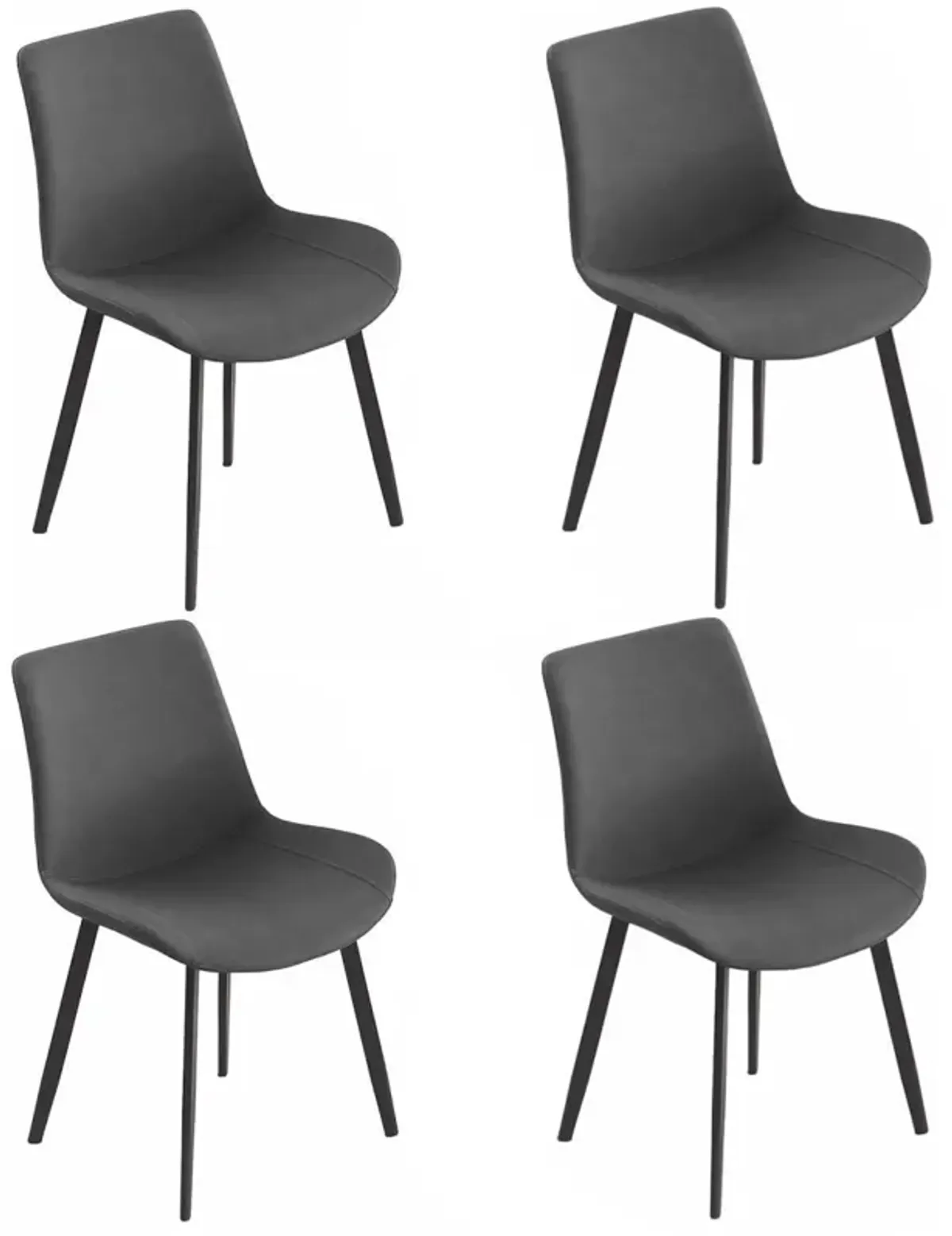 Chintaly Kingsley Grey/Black Contemporary Curved Side Chair with Steel Legs