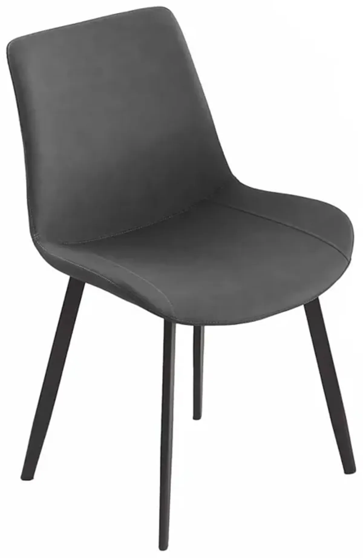 Chintaly Kingsley Grey/Black Contemporary Curved Side Chair with Steel Legs