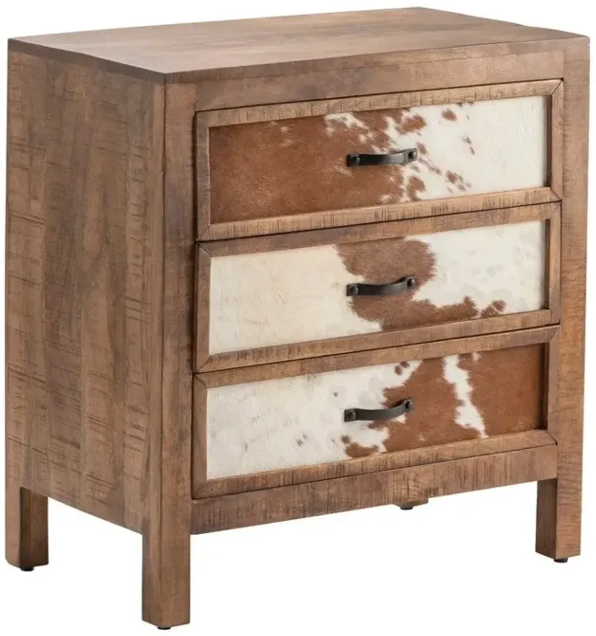 Crestview Foot Worth Brown Cowhide 3-Drawer Chest