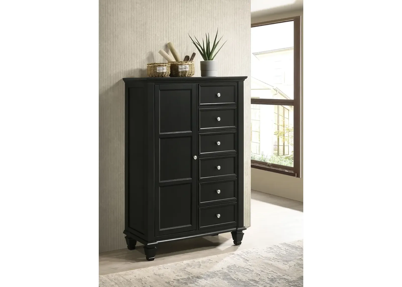 Coaster Sandy Beach 8-Drawer Door Chest Black