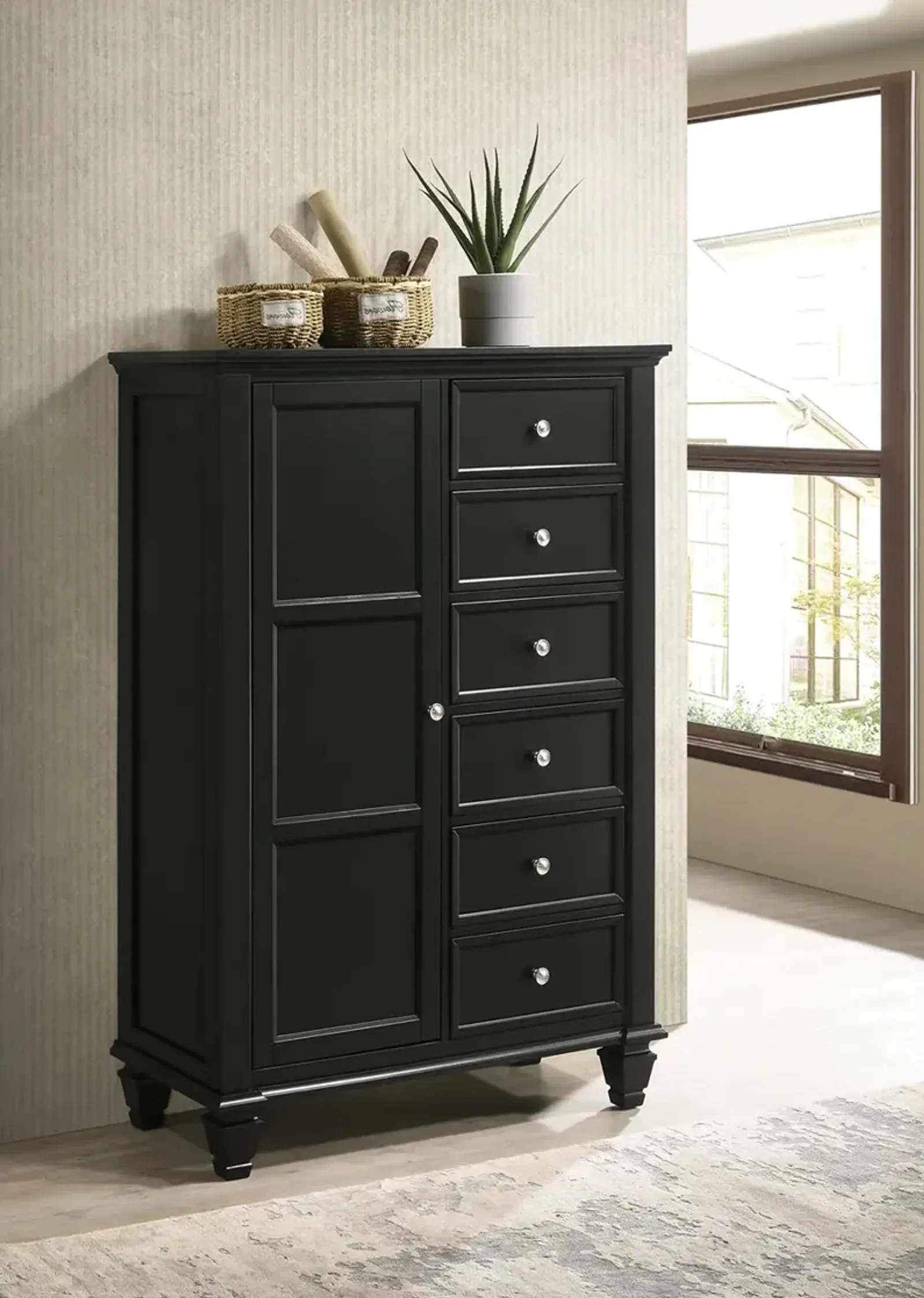 Coaster Sandy Beach 8-Drawer Door Chest Black