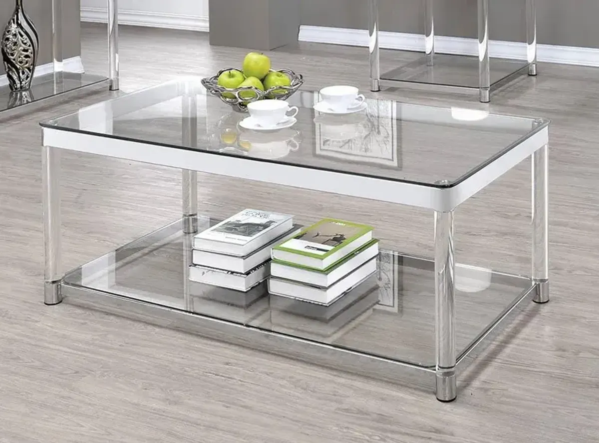 Coaster Anne Rectangular Glass Top Acrylic Leg Coffee Table Chrome