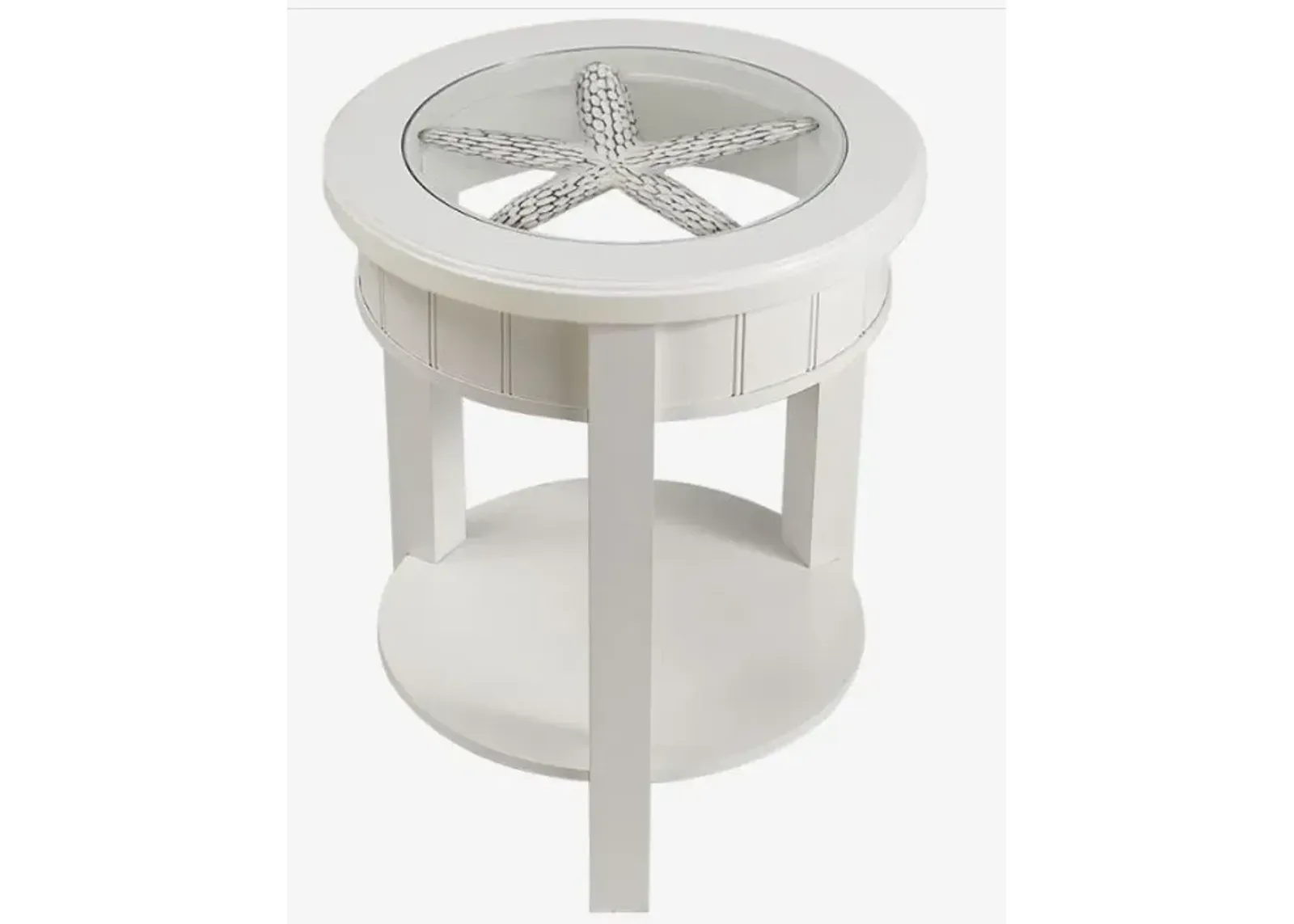 Madison Avenue Cayman White Accent Table with Glass Top