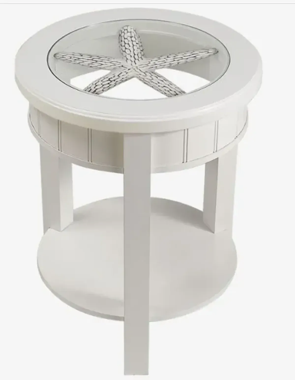 Madison Avenue Cayman White Accent Table with Glass Top