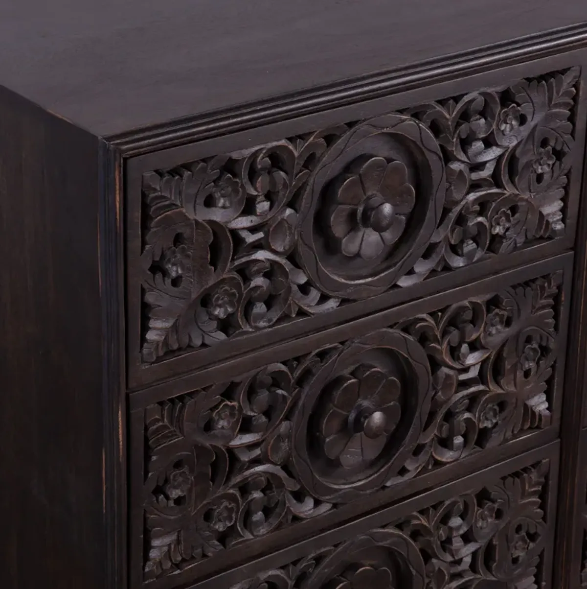 Home Trends Design Taj Hand-Carved Mango Wood Dresser in Vintage Brown