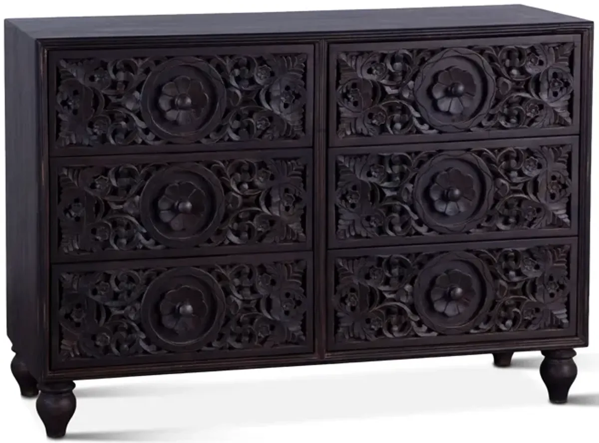 Home Trends Design Taj Hand-Carved Mango Wood Dresser in Vintage Brown