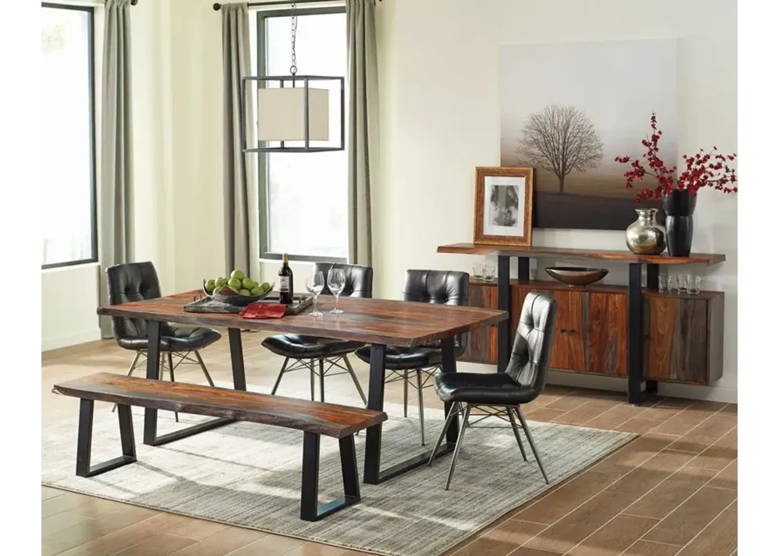 Coaster Ditman 80 Inch Live Edge Dining Table Grey Sheesham