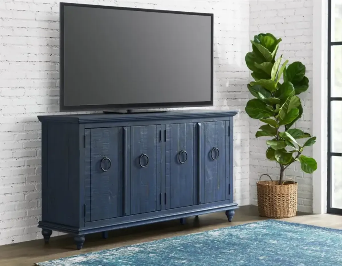 Martin Svensson Garden District Solid Wood TV Stand in Rustic Blue