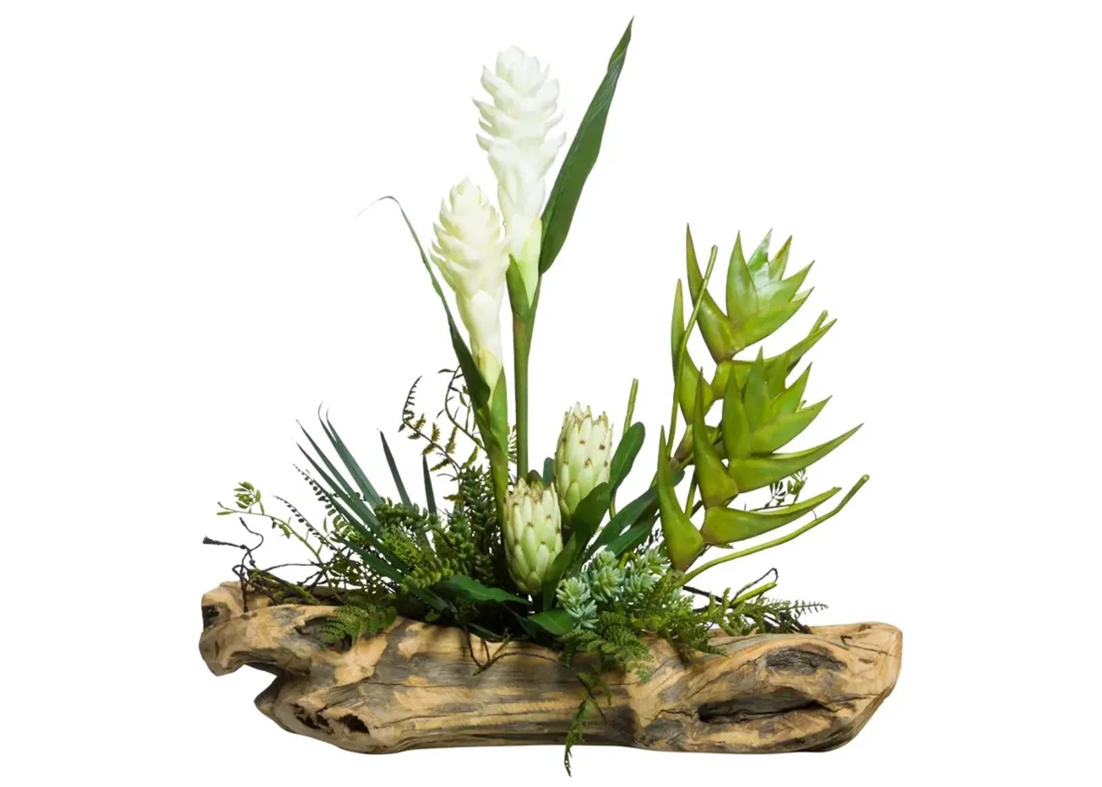 Lux Art Assorted Tropical Succulent In Wood Branch