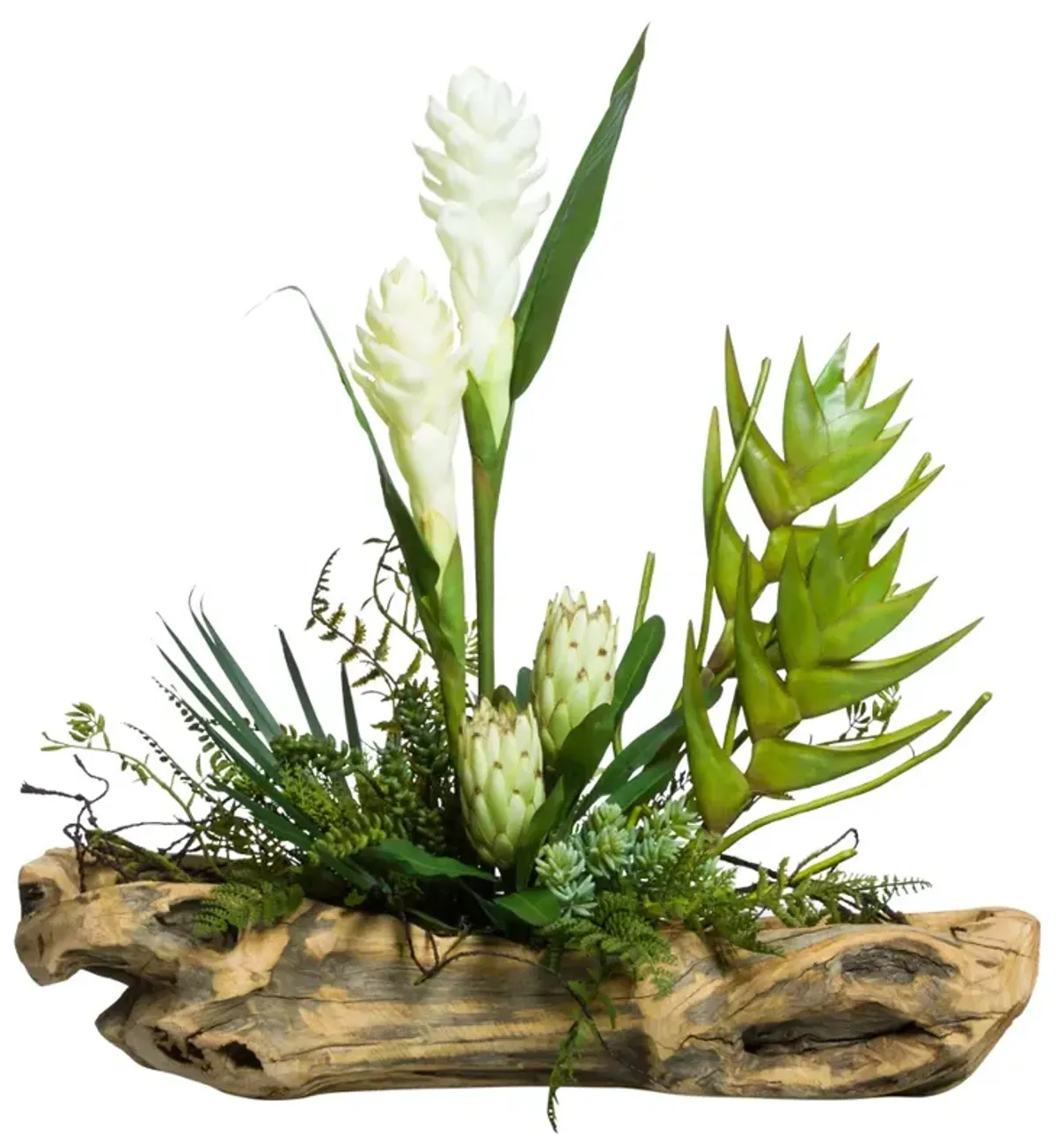 Lux Art Assorted Tropical Succulent In Wood Branch