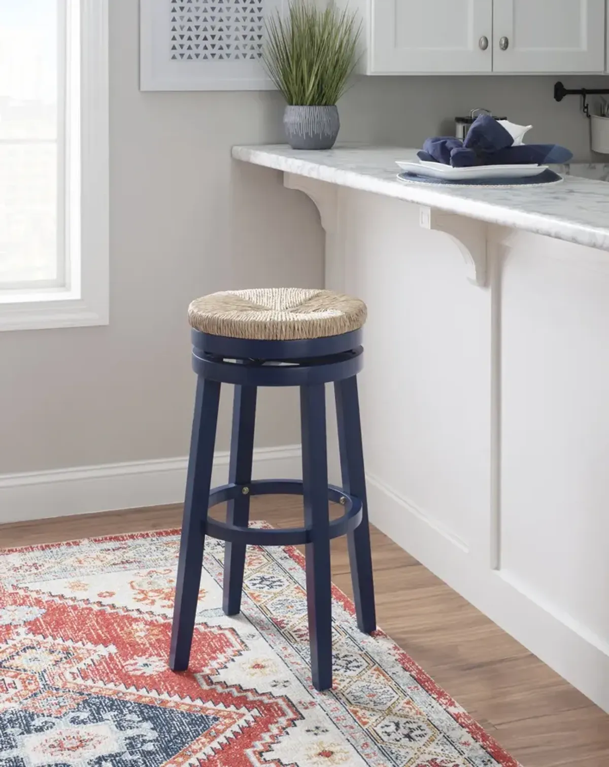 Powell Morgan Bar Stool Navy Blue