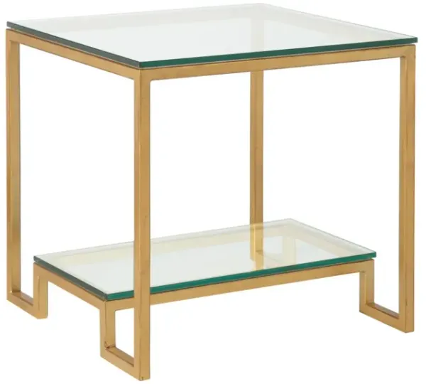 Artistica Home by Lexington Metal Designs Bonaire 25 Inch Square Metal End Table Gold Leaf/Clear