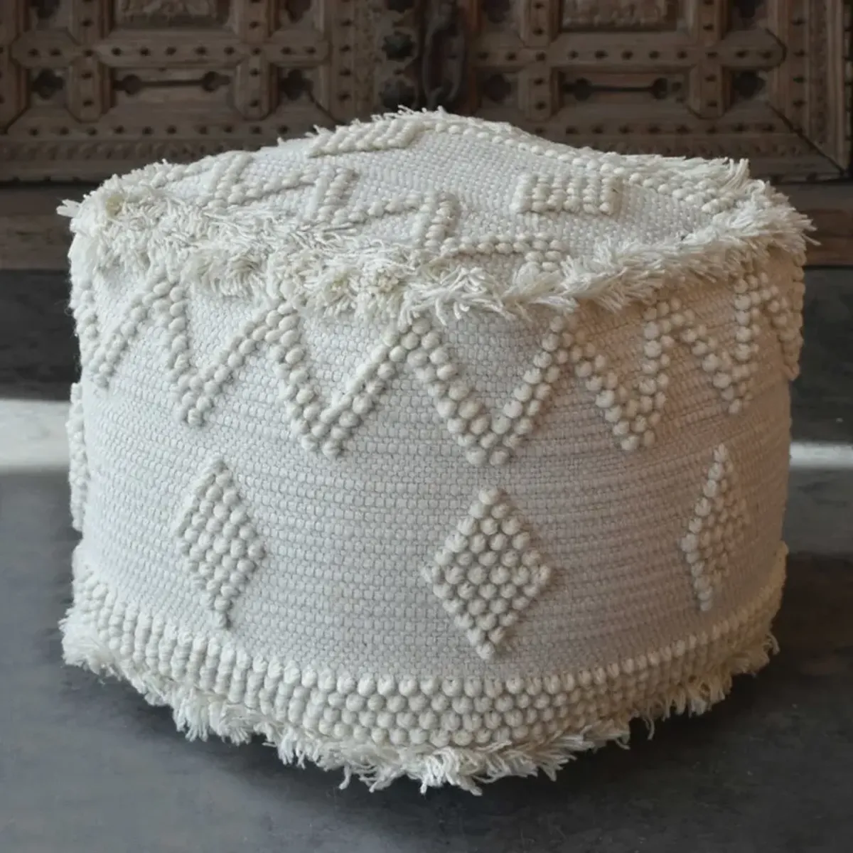 Uttermost Uriah Soft Ivory Pouf