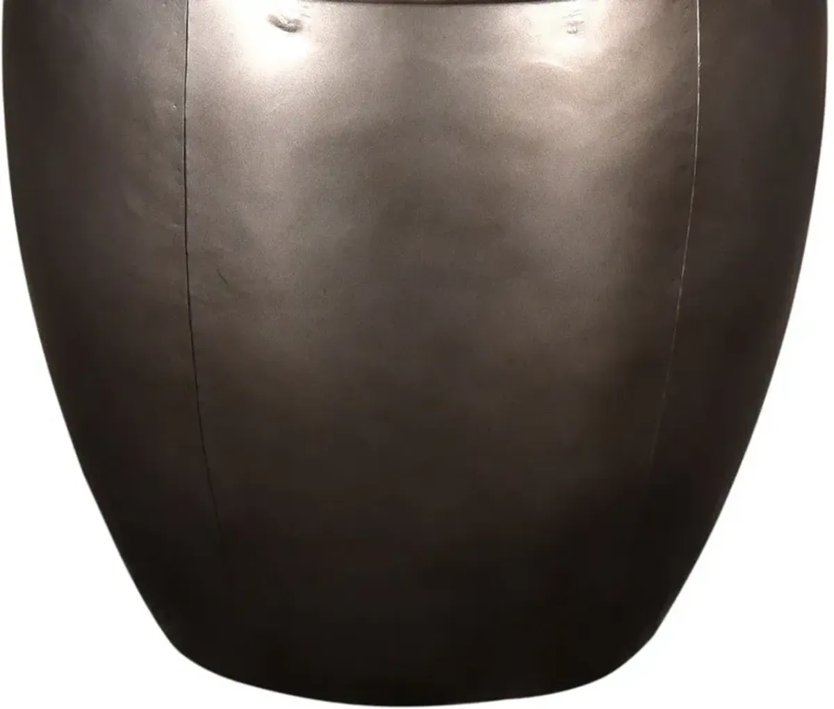 Crestview Bengal Manor Distressed Grey Drum Base End Table