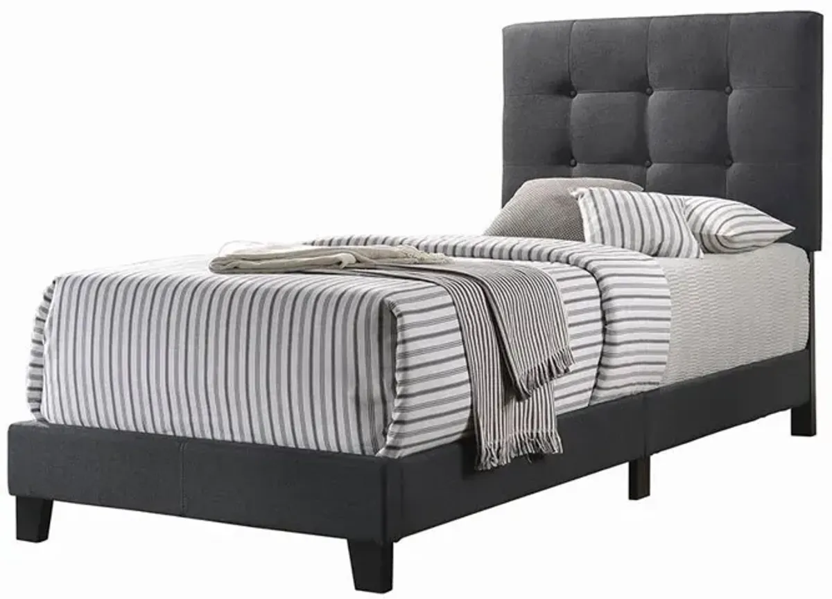 Coaster Mapes Upholstered Twin Panel Bed Charcoal