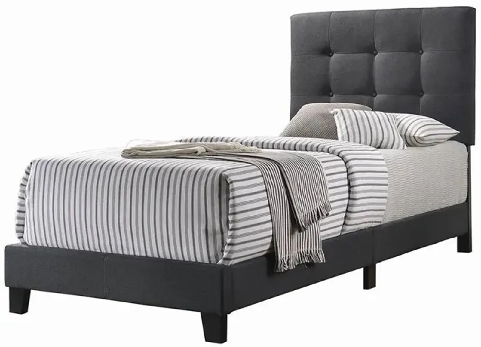 Coaster Mapes Upholstered Twin Panel Bed Charcoal