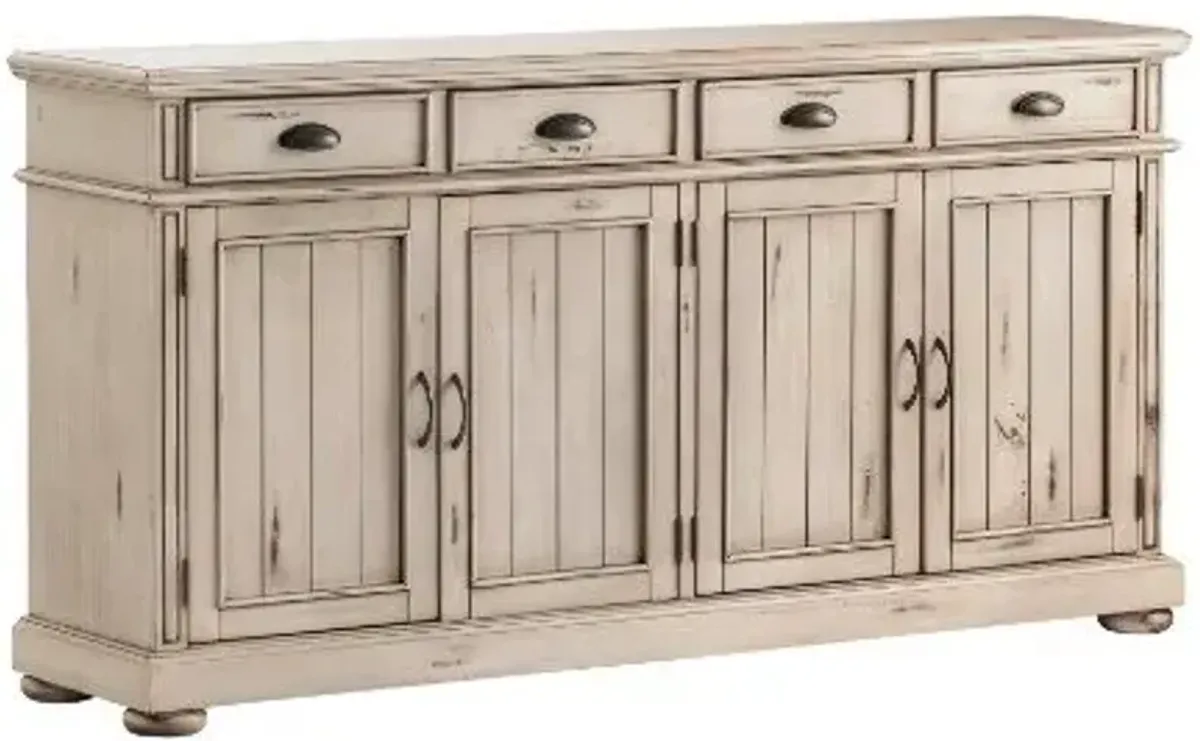 Crestview Hawthorne Estate Distressed White Sideboard