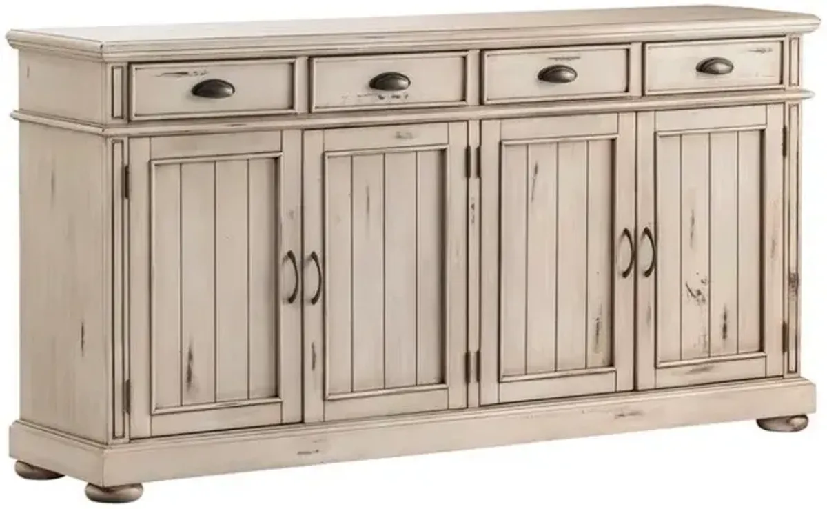 Crestview Hawthorne Estate Distressed White Sideboard