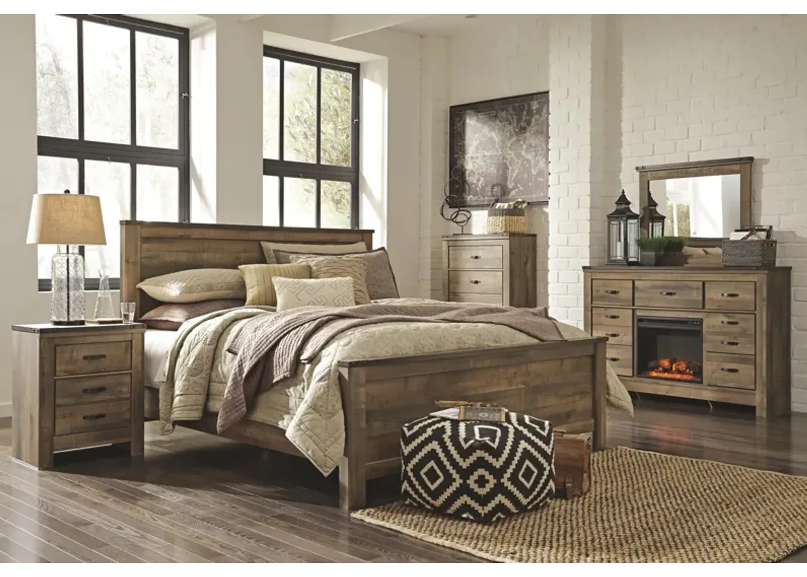 Ashley Trinell Rustic Brown King Panel Bed