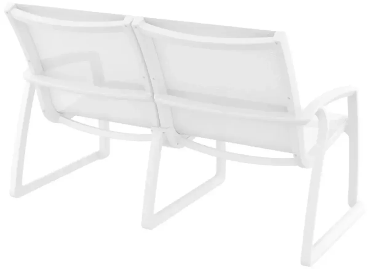 Compamia Pacific Loveseat with Arms White Frame White Sling