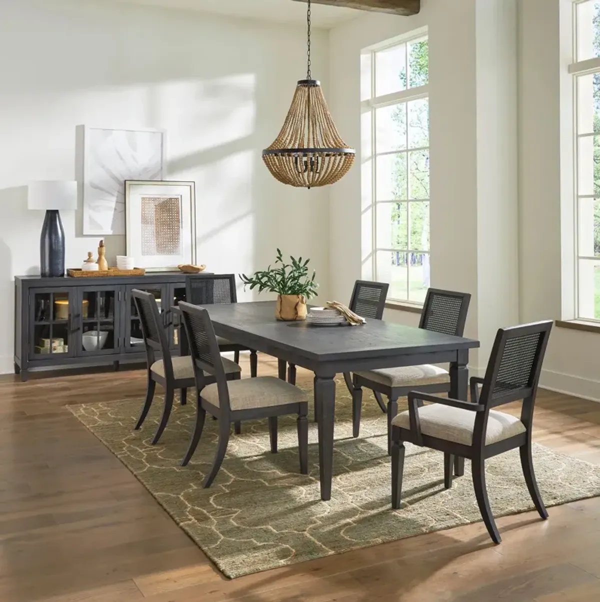 Caruso Heights 7-Piece Aged Whiskey Dining Table Set