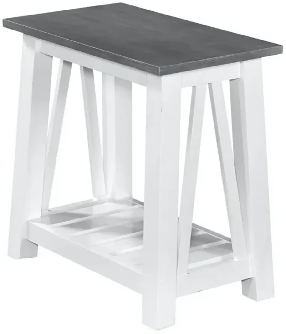 John Thomas Surrey Narrow End Table in Heather Gray & White