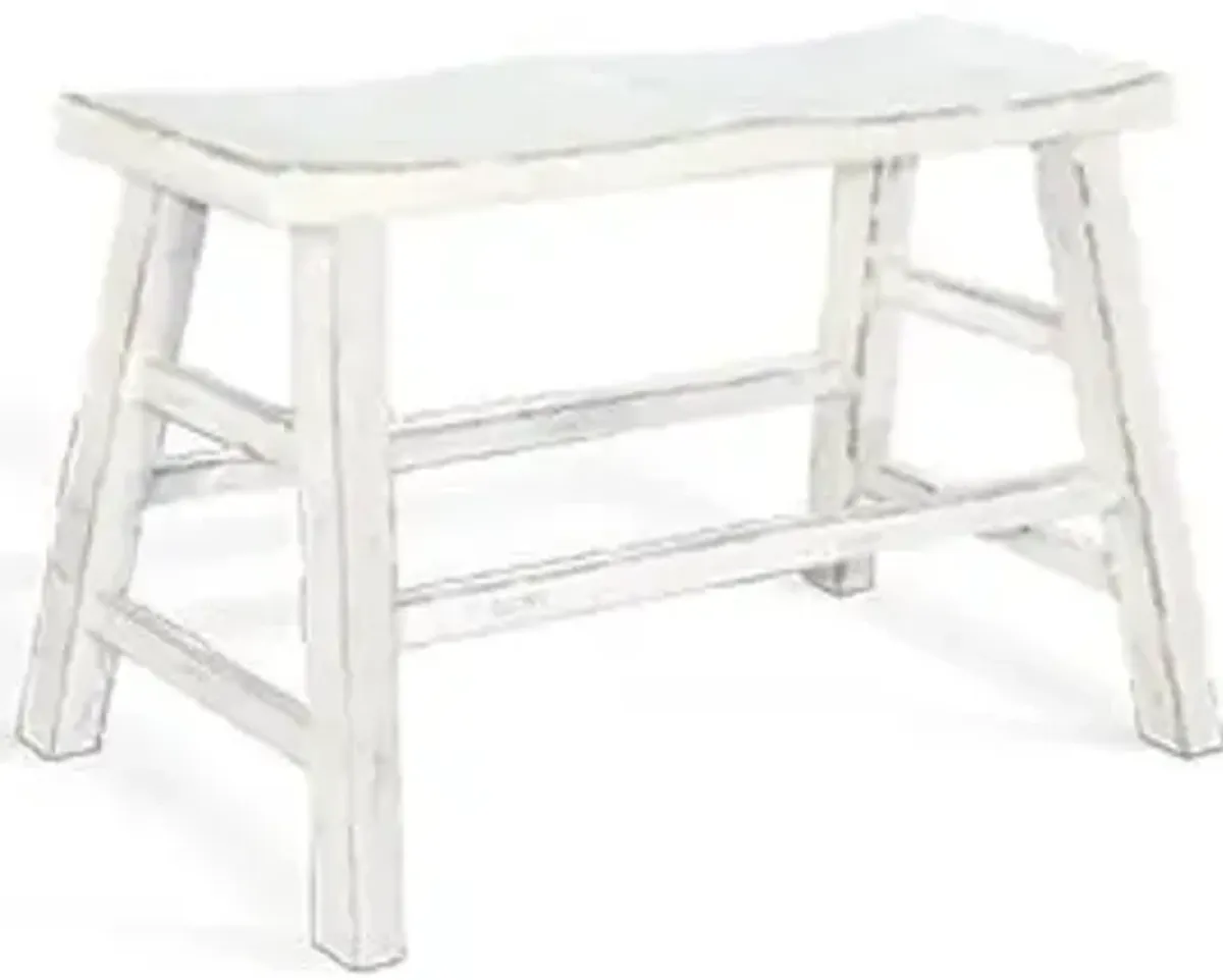 MARINA WHITE SAND 24 INCH WOOD SEAT COUNTER HEIGHT BENCH