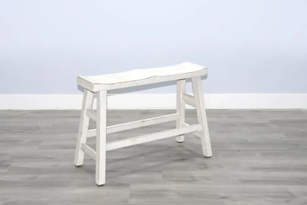 MARINA WHITE SAND 24 INCH WOOD SEAT COUNTER HEIGHT BENCH