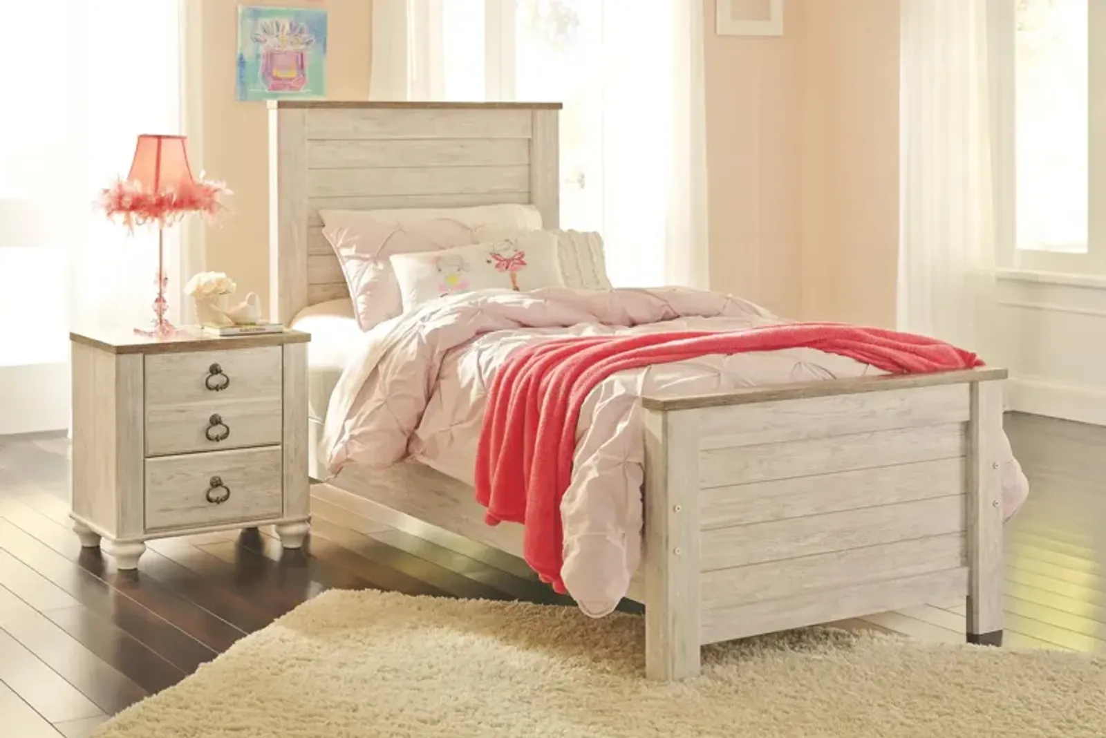 Ashley Kids/Teens Willowton Whitewash Twin Panel Bed