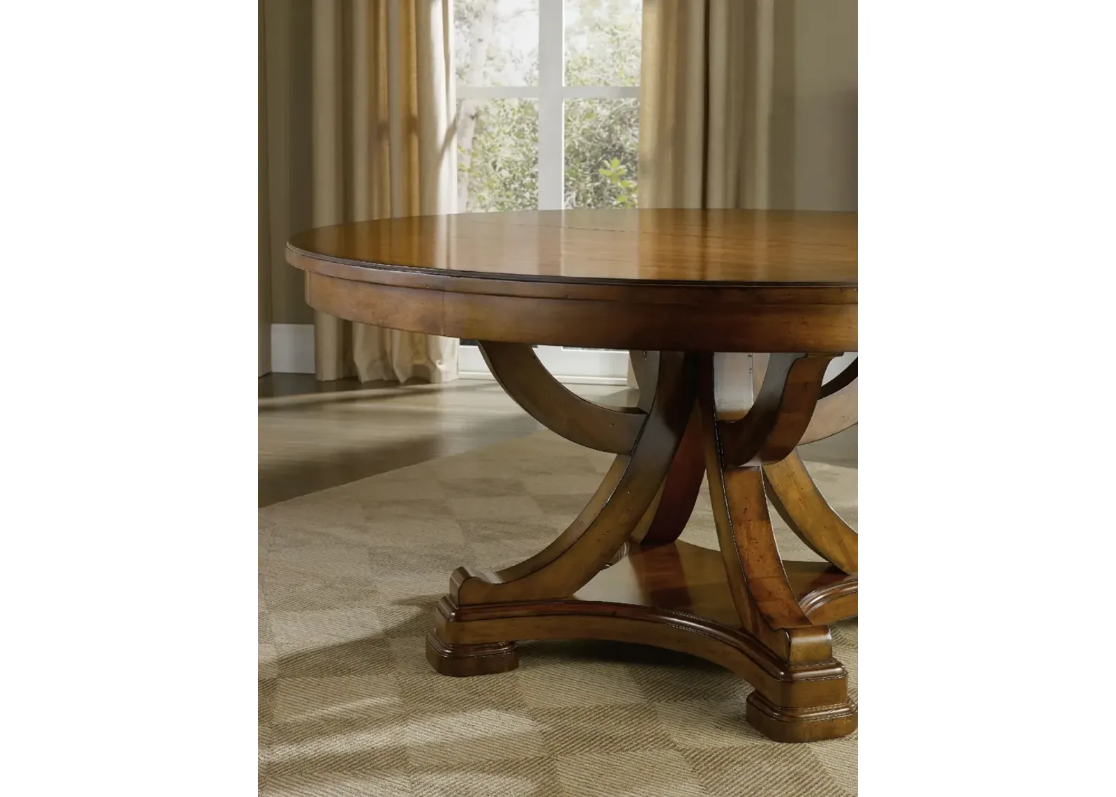 Hooker Furniture Tynecastle Round Pedestal Dining Table with One 18 Inch Leaf