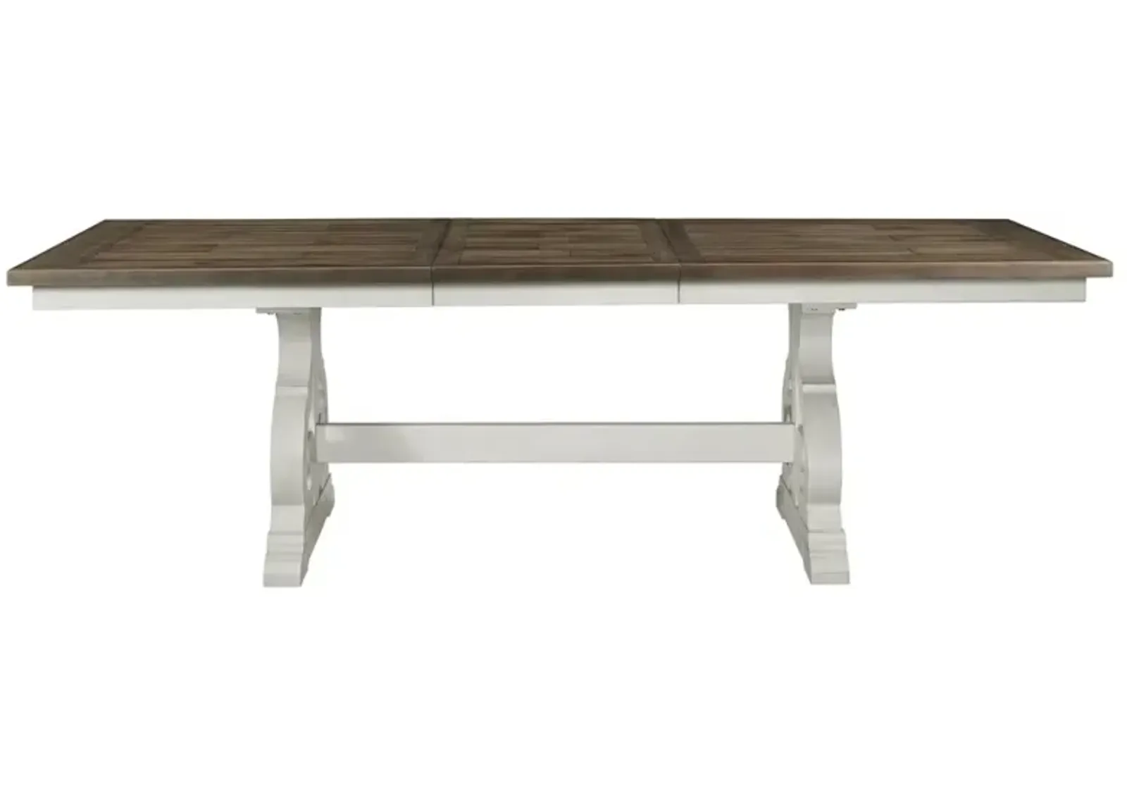 Intercon Drake Two-Toned Rustic White & French Oak Finish Dining Table with Self Storing Leaf