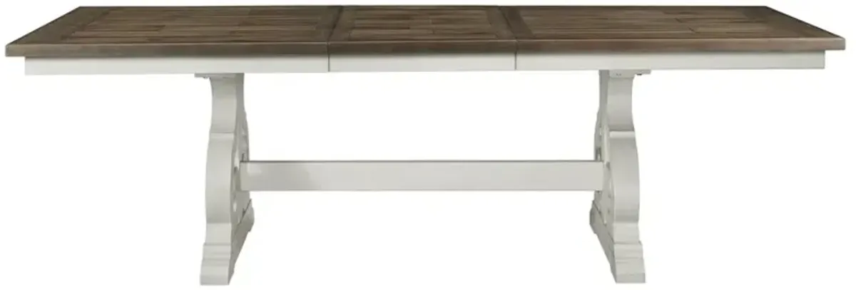 Intercon Drake Two-Toned Rustic White & French Oak Finish Dining Table with Self Storing Leaf